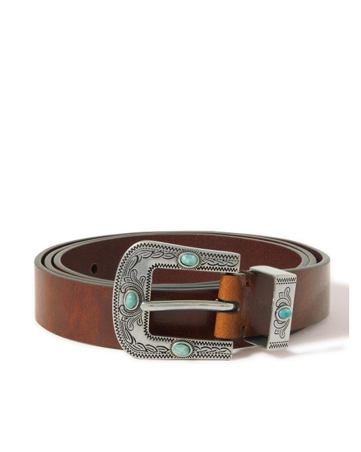 Brunello Cucinelli Brown Embellished Leather Belt for men