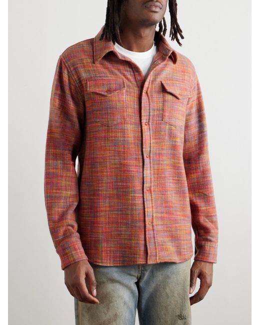 God's True Cashmere Red Flower Space-Dyed Cashmere Shirt for men