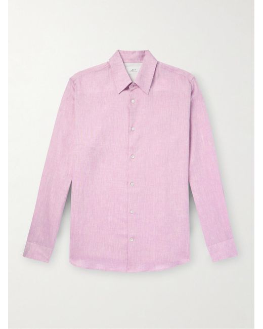 Mr P. Pink Organic Linen-chambray Shirt for men