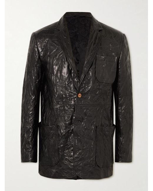 Acne Black Crinkled-Leather Blazer for men