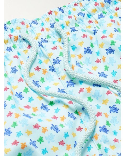 Vilebrequin Blue Moorise Straight-Leg Mid-Length Printed Recycled Swim Shorts for men
