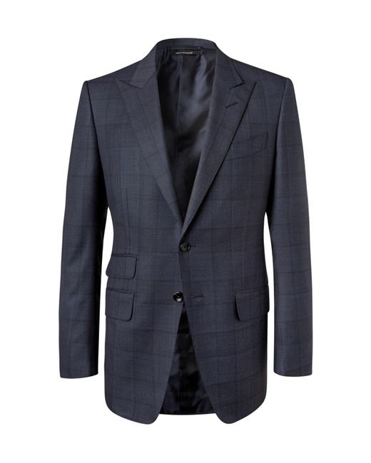 Tom Ford Blue Navy O'connor Slim-fit Prince Of Wales Checked Wool Suit Jacket for men