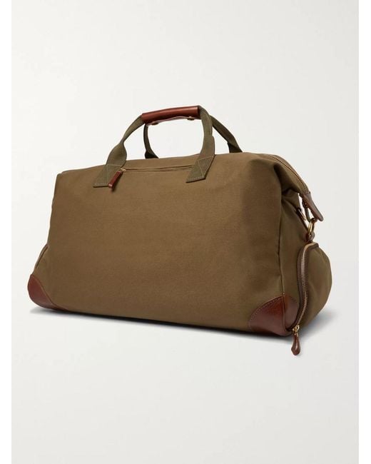 Bennett Winch Brown Weekender Leather-Trimmed Cotton-Canvas Holdall for men