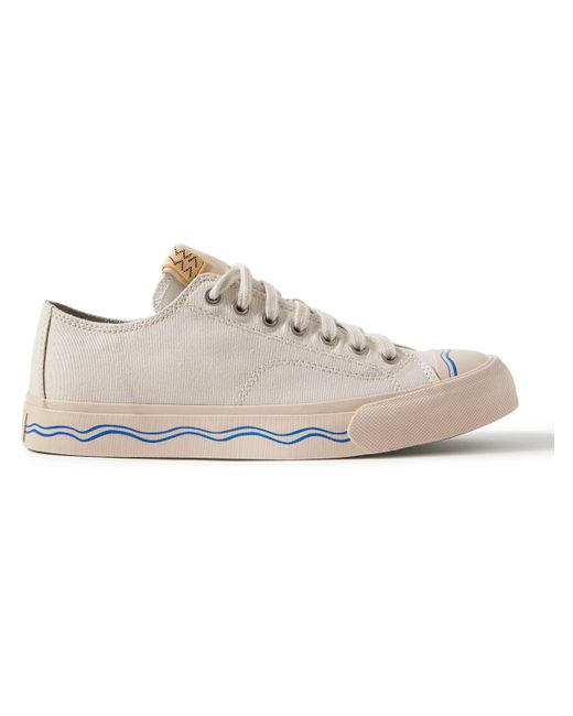 Visvim White Seeger Leather-trimmed Canvas Sneakers for men