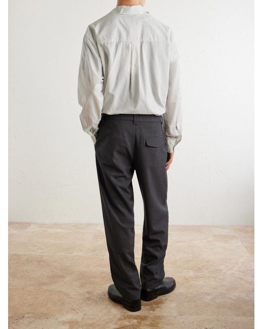 A.P.C. Gray Renato Wide-Leg Pleated Twill Trousers for men