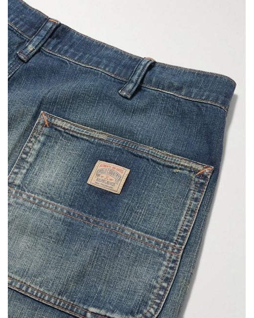 Polo Ralph Lauren Blue Polo Country Slim-Fit Straight-Leg Distressed Panelled Jeans for men