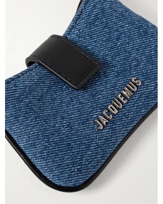 Jacquemus Le Porte Bisou kleine Tasche aus Denim mit Lederbesatz und Logoverzierung in Blue für Herren