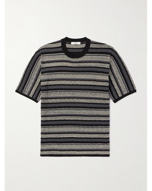 Mr P. Black Striped Textured-cotton T-shirt for men