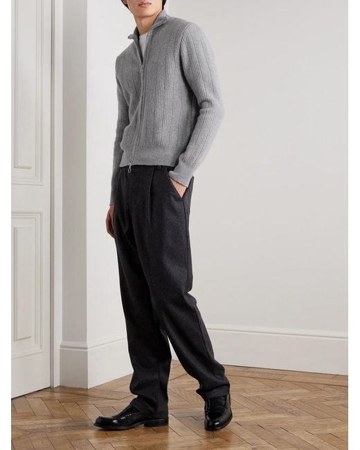 Oliver Spencer Black Morton Straight-Leg Pleated Cotton-Blend Suit Trousers for men