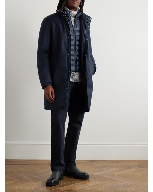 Herno Blue Layered Padded Shell Down Coat for men