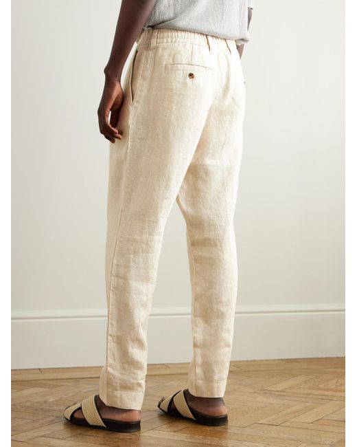 NN07 Natural Billie 1454 Tapered Linen Trousers for men