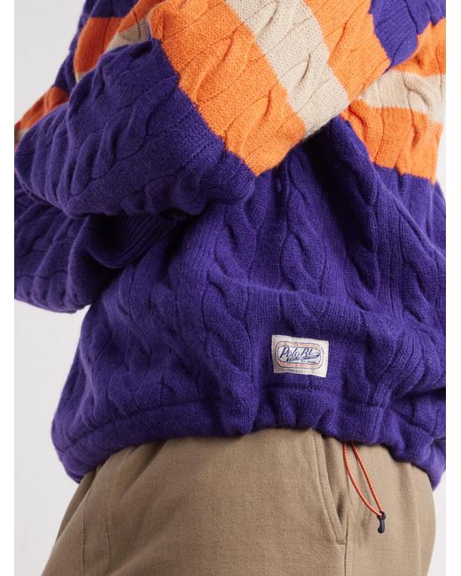 Polo Ralph Lauren Blue Cable-Knit Wool And Alpaca-Blend Polo Sweater for men