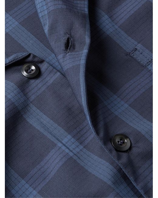 Howlin' By Morrison Blue Cocktail Camp-collar Checked Cotton-blend Ripstop Shirt for men