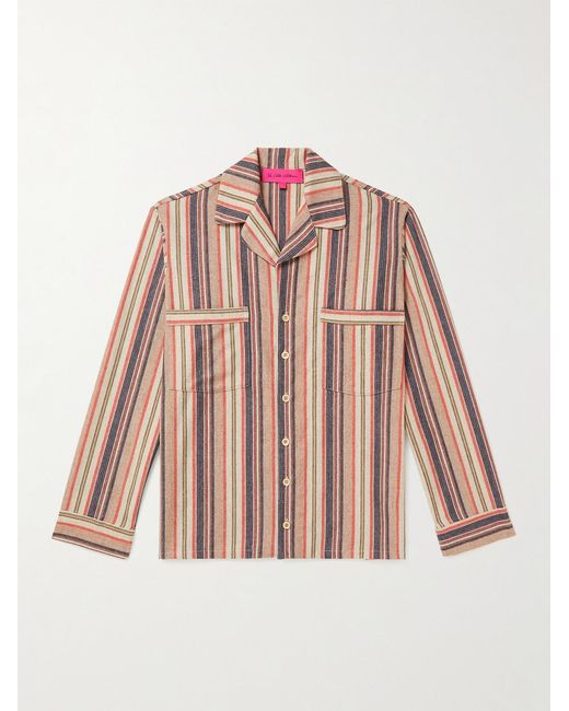 The Elder Statesman Pink Striped Cashmere-Blend Flannel Shirt for men