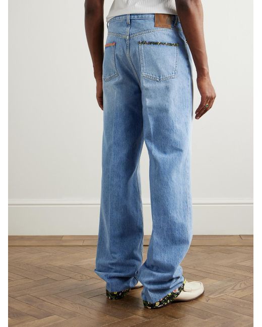 Valentino Garavani Gerade geschnittene Jeans mit geblümten Besätzen in Blue für Herren