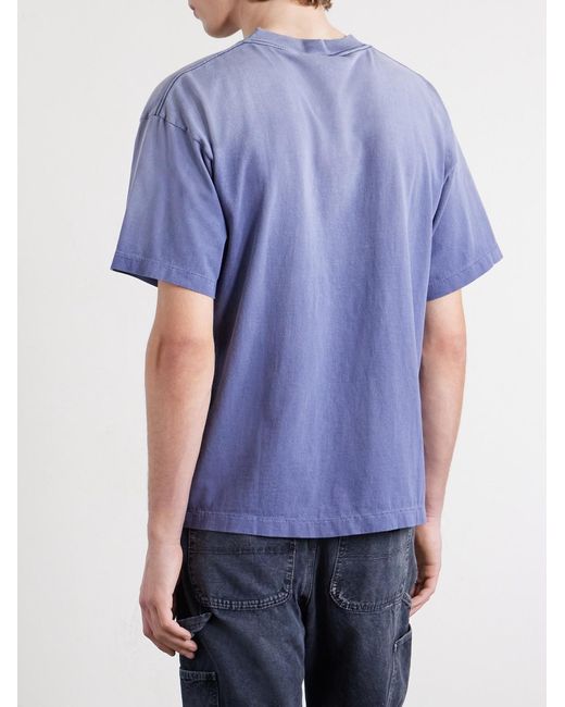 SAINT Mxxxxxx Blue Bape Distressed Printed Cotton-Jersey T-Shirt for men