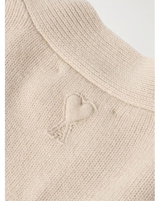 AMI Natural Wool And Cashmere-Blend Cardigan for men