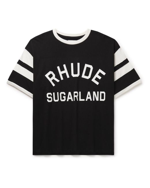 Rhude Black Sugarland Logo-print Striped Cotton-jersey T-shirt for men