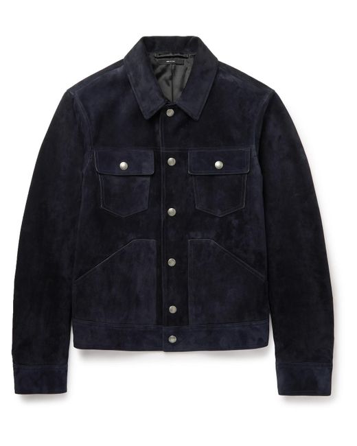 Tom Ford Slim-fit Suede Jacket in Blue for Men Mens Clothing Jackets Casual jackets 