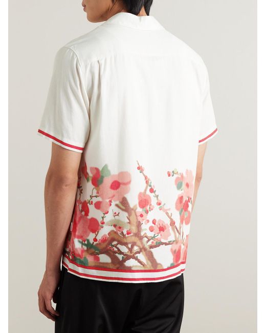 Camicia in voile floreale con colletto aperto Maitan di Orlebar Brown in White da Uomo