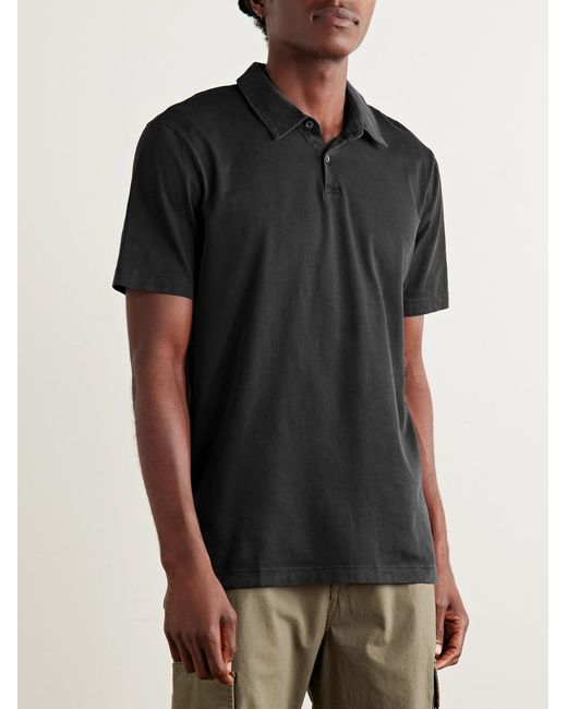 James Perse Black Supima Cotton-Jersey Polo Shirt for men