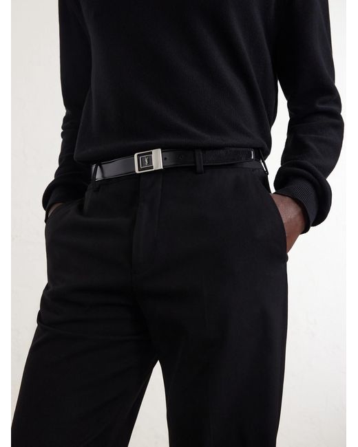 Saint Laurent Black 3cm Logo-embellished Leather Belt for men