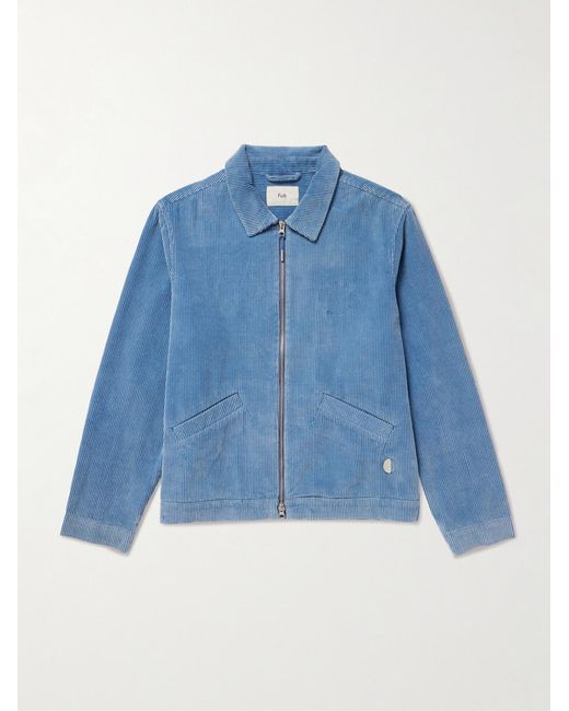 Folk Blue Signal Embroidered Cotton-Corduroy Blouson Jacket for men