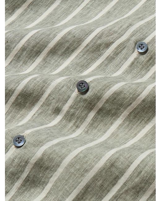 Sunspel Green Striped Linen Shirt for men