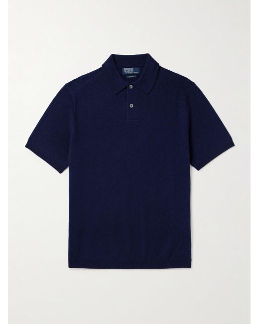 Polo Ralph Lauren Blue Logo-embroidered Cashmere Polo Shirt for men