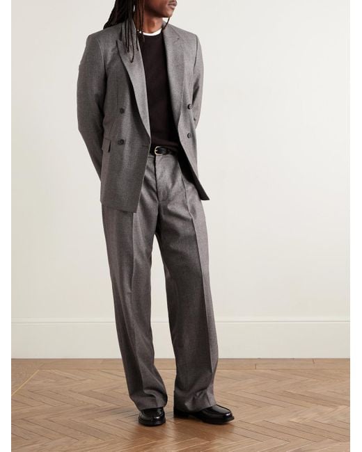 FRAME Weit geschnittene Anzughose aus Schurwollflanell mit Falten in Gray für Herren