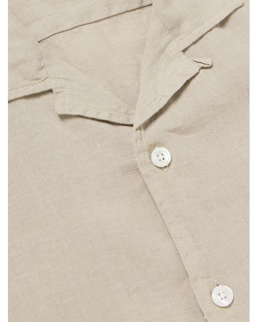 Hartford White Palm Convertible-Collar Linen Shirt for men