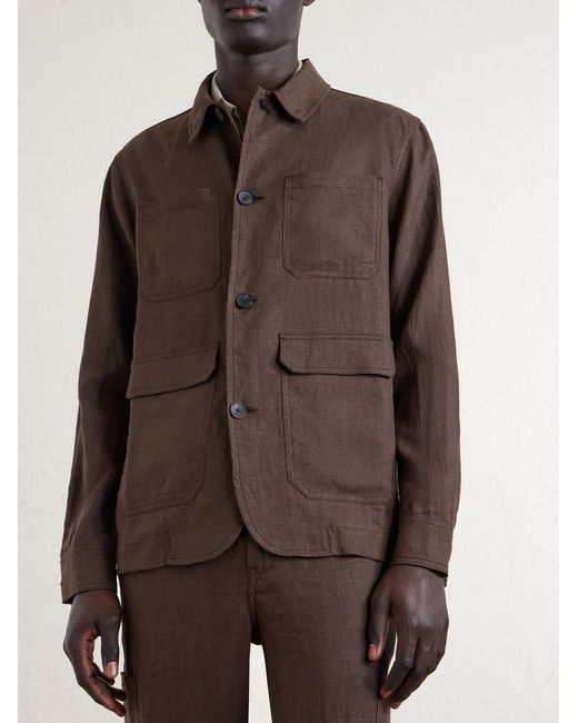 Mr P. Brown Linen Overshirt for men