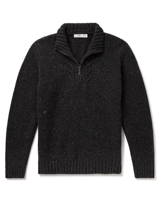 Inis Meáin Black Rowan Donegal Merino Wool And Cashmere-blend Half-zip Sweater for men