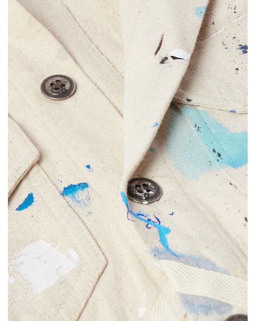 Greg Lauren Hemdjacke aus Baumwoll-Canvas mit Schalkragen und Farbspritzern in White für Herren