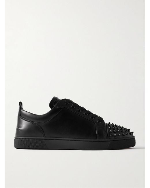 Christian Louboutin Black Louis Junior Spikes Leather Sneaker for men