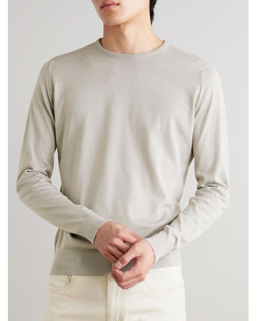 John Smedley White Hatfield Slim-Fit Sea Island Cotton Sweater for men
