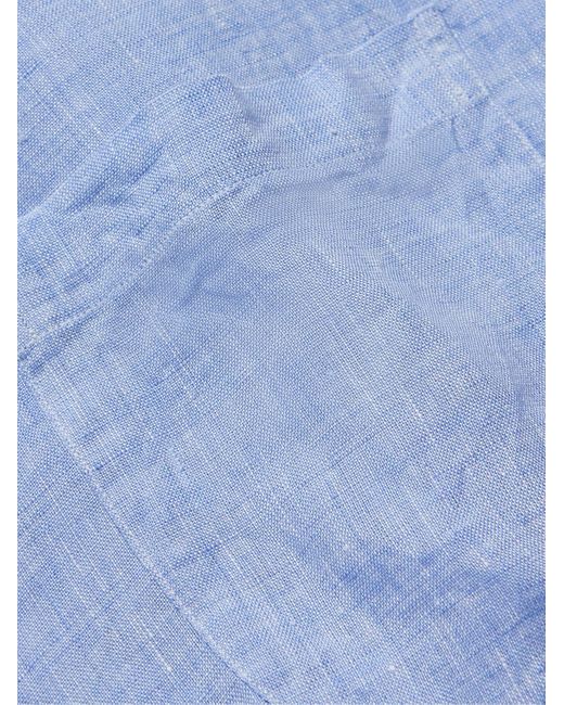 Sid Mashburn Blue Slim-fit Spread-collar Linen Shirt for men