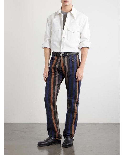 Versace Blue Straight-leg Striped Jeans for men