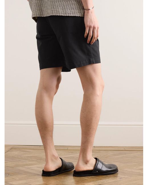Shorts a gamba larga in twill di misto cotone biologico con pinces di Mr P. in Black da Uomo