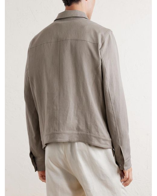Thom Sweeney Natural Linen Bomber Jacket for men