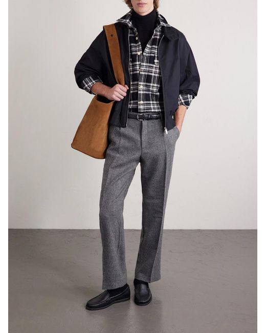 Drake's Black Checked Cotton-Flannel Shirt for men