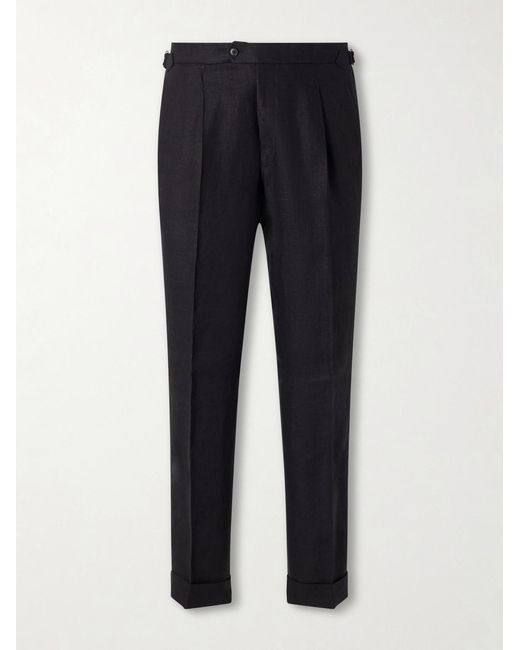 Saman Amel Blue Amie Straight-leg Linen Suit Trousers for men