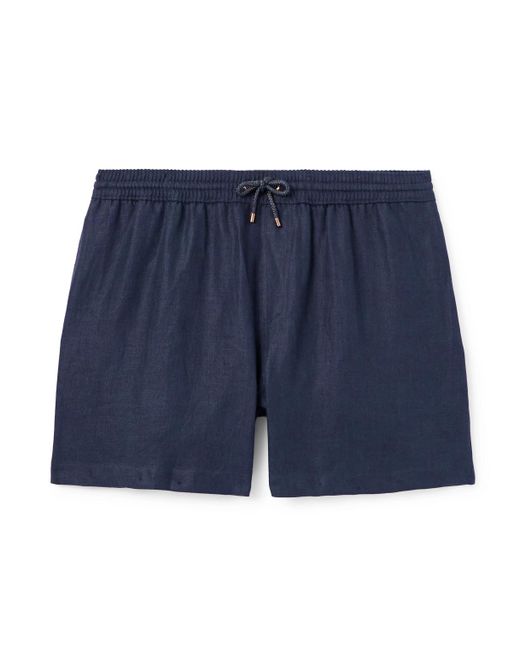 Agnona Blue Straight-leg Linen Swim Shorts for men