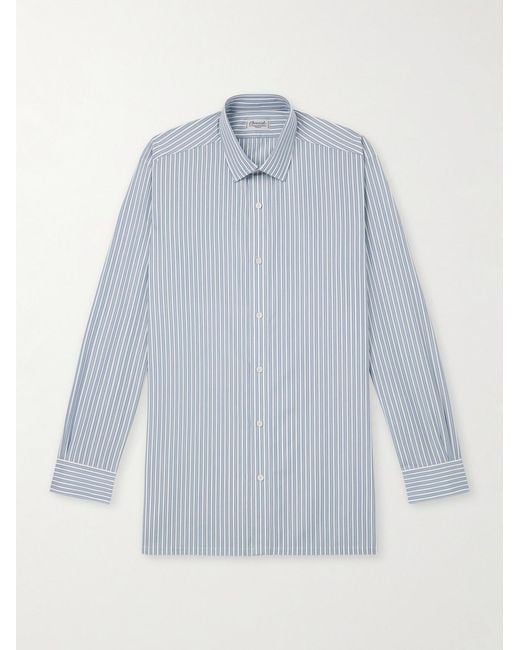 Charvet Blue Striped Cotton-Poplin Shirt for men