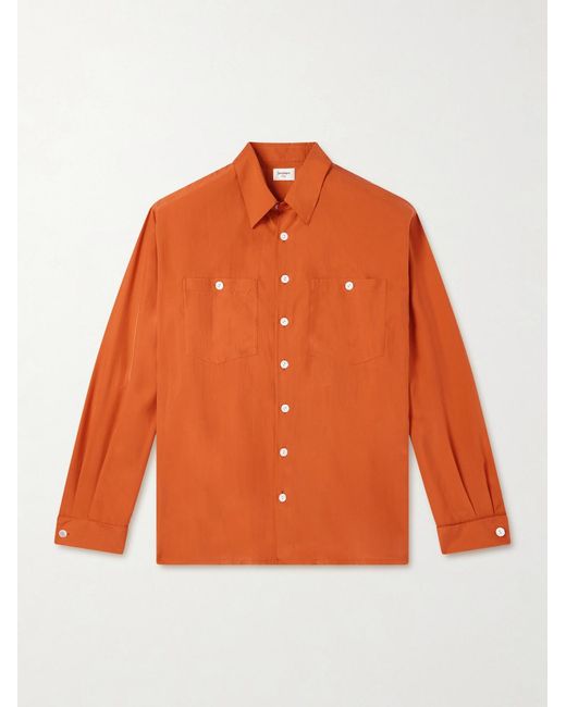 Saint Laurent Orange Silk-Habotai Shirt for men