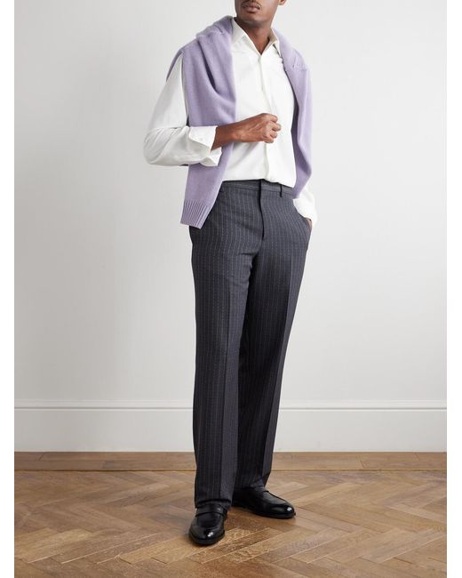 Etro Blue Straight-Leg Logo-Embroidered Wool-Blend Jacquard Suit Trousers for men