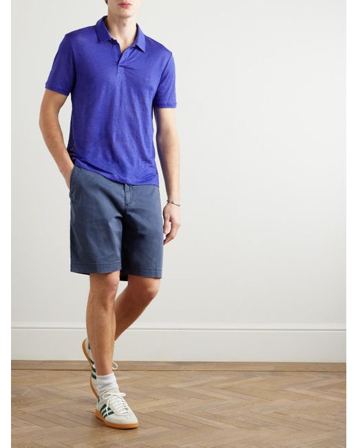 Vilebrequin Blue Pyramid Linen-Jersey Polo Shirt for men