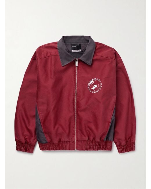 Enfants Riches Deprimes Red Tabac Rat Logo-Print Colour-Block Cotton-Moleskin Track Jacket for men