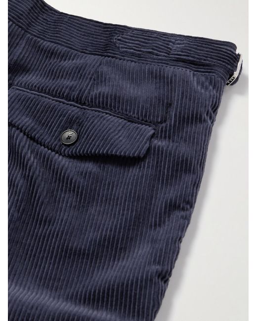 Mr P. Blue Slim-Fit Straight-Leg Cotton And Cashmere-Blend Corduroy Tuxedo Trousers for men