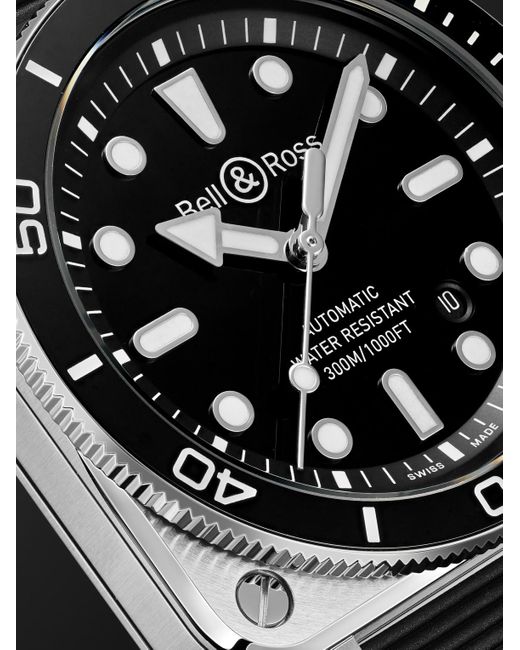 Bell & Ross Black Br-03 Diver Automatic 42Mm Stainless Steel And Rubber Watch, Ref. No. Br03A-D-Bl-St/Srb for men